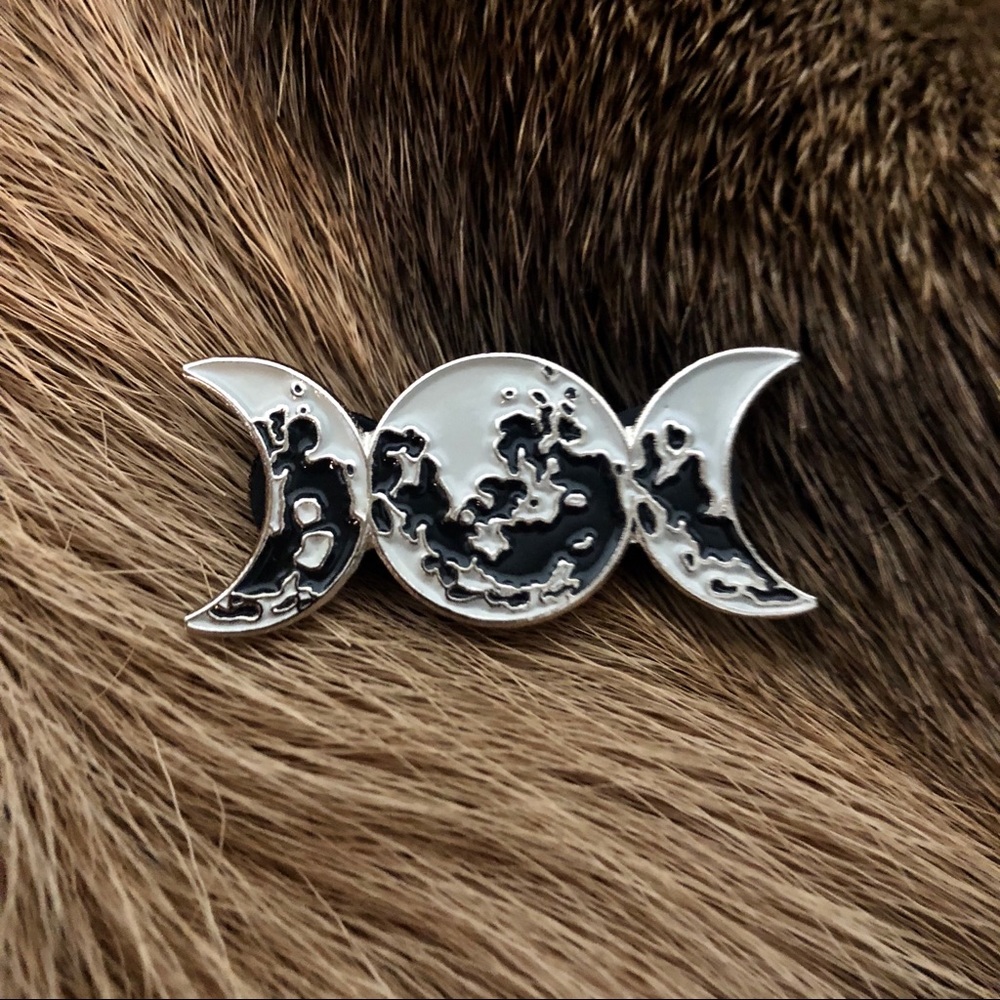 Triple moon soft enamel pin Wiccan witchy goddess